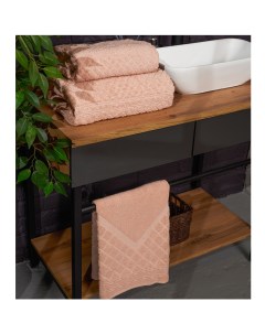 Набор банных полотенец 3 шт 50x70 50x90 70x140 см хлопок светло розовый Atlasplus