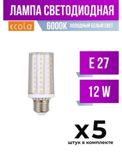 Лампа светодиодная E27 12W 6000K арт 661081 5 шт Ecola