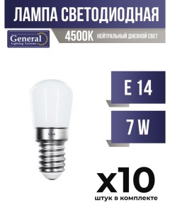 Лампа светодиодная E14 7W T25 4500K арт 845826 10 шт General