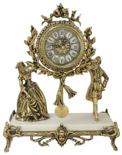 Часы каминные Пастораль на мраморной подставке бронзовые Bello de bronze