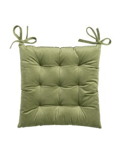 Подушка на стул 40х40см велюр цвет зелёный P111216 Denastia