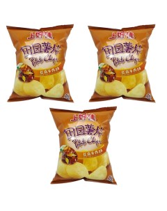 Чипсы картофельные со вкусом тушеной говядины 3 шт по 50 г Shanghaojia