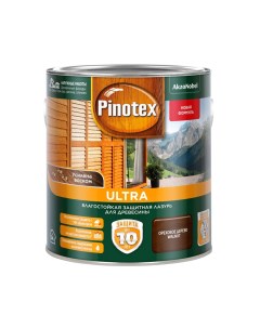 Защитная лазурь Ultra влагостойкая для древесины орех 2 7 л Pinotex