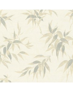 Обои Kimono 409741 Винил на флизелине 0 53х10 05 Белый Бежевый Листья Rasch