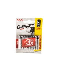 Батарейка MAX 1 5 В AAA LR03 6 штук в блистере Energizer