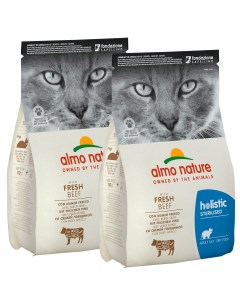 Сухой корм для кошек Adult Cat Sterilised с говядиной и рисом 2 шт по 0 4 кг Almo nature