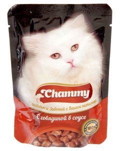 Влажный корм для кошек с говядиной в соусе 85г Chammy