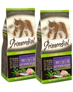 Сухой корм для кошек с индейкой и сельдью 2 шт по 0 4 кг Primordial