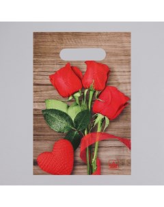 Пакет Свежие розы полиэтиленовый с вырубной ручкой 20 х 30 см 30 мкм 100 шт Тико-пластик