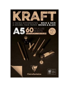 Скетчбук Kraft 304005 60 л 90г м2 A5 3 шт Clairefontaine