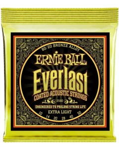 Струны для акустической гитары 2560 Everlast Coated 80 20 Bronze Extra Light 10 Ernie ball