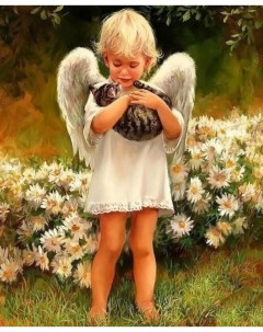Картина по номерам Ангелочек с кошкой холст на подрамнике 40х50 см GS2064 Paintboy