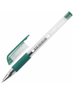 Ручка гелевая с грипом ЗЕЛЕНАЯ корпус прозрачный узел 0 5 мм линия письма 0 35 м Staff