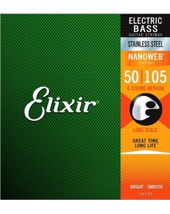 Струны для бас гитары NanoWeb 14702 50 105 Эликсир Elixir