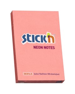 Бумага для заметок Stick n Eco 51x76 мм 70 г м2 100 листов неон розовый Hopax