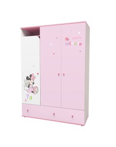 Шкаф трехсекционный Polini kids Disney baby Минни Маус Фея с ящиками белый розовый 190х135х52 P.i