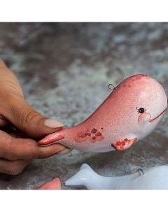 Елочная игрушка Кит розовый Ярославская керамическая мануфактура