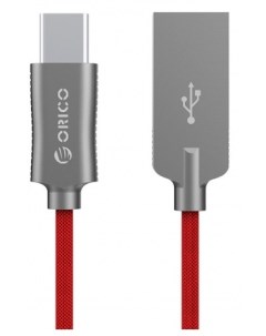 Кабель HCU 10 RD красный USB2 0 Charge3A Type A m Type C m 1 0 м круглый оплетка нейлон Orico