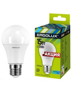 Лампа Ergolux LED A60 15W E27 4K 10 штук LED A60 15W E27 4K 10 штук