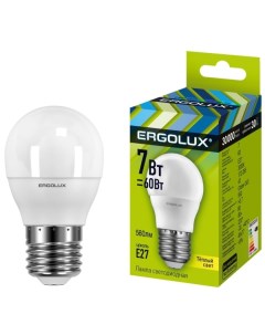 Лампа Ergolux LED G45 7W E27 3K 10 штук LED G45 7W E27 3K 10 штук