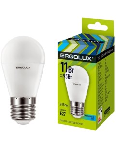 Лампа Ergolux LED G45 11W E27 4K 10 штук LED G45 11W E27 4K 10 штук