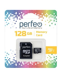 Карта памяти SDXC Micro Perfeo 128GB Class10 UHS 1 с адаптером PF128GMCSX10U1A 128GB Class10 UHS 1 с