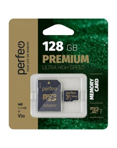 Карта памяти SDXC Micro Perfeo 128GB Class10 UHS 3 V30 с адап PF128GMCSX10V30A 128GB Class10 UHS 3 V