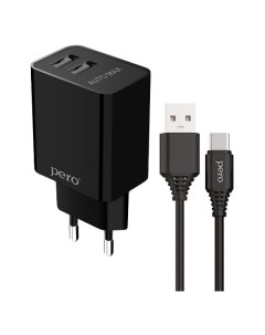 Сетевое зарядное устройство USB Pero ТС02BL2AT черный ТС02BL2AT черный Péro