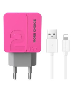 Сетевое зарядное устройство USB More Choice NC46i 1м Pink NC46i 1м Pink More choice