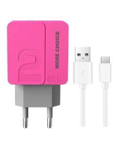 Сетевое зарядное устройство USB More Choice NC46a 1м Pink NC46a 1м Pink More choice