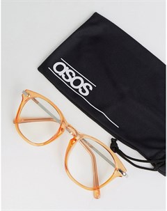Круглые очки в оранжевой оправе с прозрачными стеклами Asos design