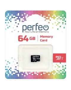Карта памяти SDXC Micro Perfeo 64GB Class10 UHS 1 без адаптера PF64GMCSX10U1 64GB Class10 UHS 1 без 