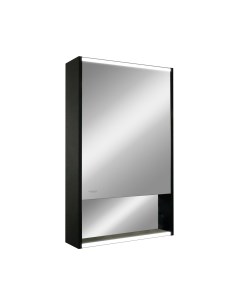 Шкаф зеркальный подвесной Line с LED подсветкой 60x80 см цвет черный Без бренда