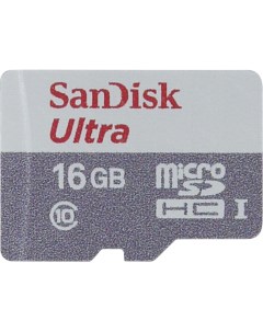 Карта памяти 16Gb Ultra microSD Class 10 UHS I SDSQUNS 016G GN3MN Sandisk