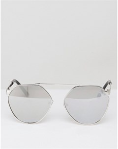 Солнцезащитные очки в серебристой оправе с зеркальными стеклами Yhf