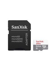 Карта памяти 64Gb Micro Secure Digital XC UHS I SDSQUNR 064G GN3MA с переходником под SD Sandisk