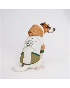 Куртка с капюшоном для собак Скелет 3XL серо зеленая Petmax