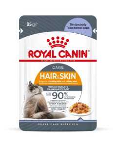 Hair and skin Влажный корм пауч для кошек в желе 85 гр Royal canin