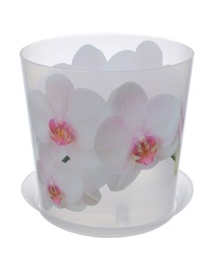 Горшок для цветов пластик 2 4 л 16х15 5 см для орхидей с подставкой белый Деко М 3106 Idea