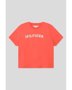 Хлопковая футболка с логотипом бренда Tommy hilfiger