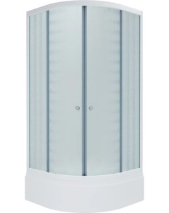 Душевой уголок Риф В 100x100 с поддоном профиль белый стекло рифленое Тритон