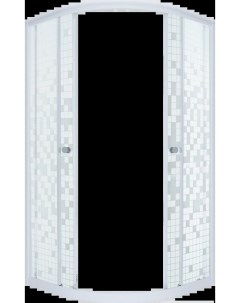 Душевой уголок Стандарт 100х100 профиль белый стекло с узором мозаика Тритон