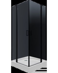 Душевой уголок Тау 90х90 с поддоном профиль черный стекло прозрачное Тритон