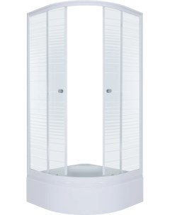 Душевой уголок Стандарт 90х90 B с поддоном профиль белый стекло с узором полосы Тритон