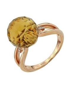Кольцо с фианитами и цитрином из жёлтого золота Aloris