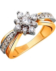 Кольцо с 19 бриллиантами из комбинированного золота Эстет