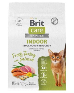 Сухой Сухой корм для взрослых кошек Care с индейкой и лососем Cat Indoor Stool Odour Reduction 400 г Brit*