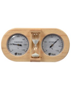 Термометр с гигрометром Банная станция с песочными часами 27х13 8х7 5см Банные штучки