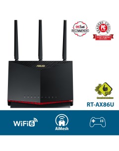Wi Fi роутер RT AX86U 802 11a b g n ac ax 2 4 5 ГГц до 4 8 Гбит с LAN 4x1 Гбит с WAN 1x1 Гбит с LAN  Asus