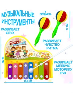 Набор детских музыкальных инструментов ксилофон маракасы Baby toys